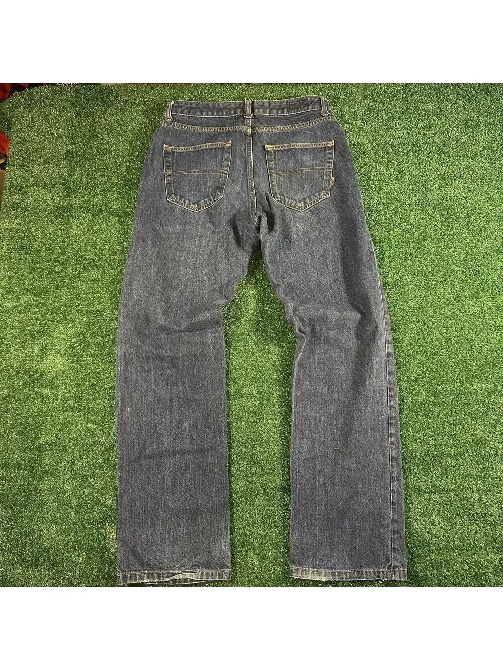 Patagonia dark blue distressed denim jeans hiking outdoors grunge size 32x32